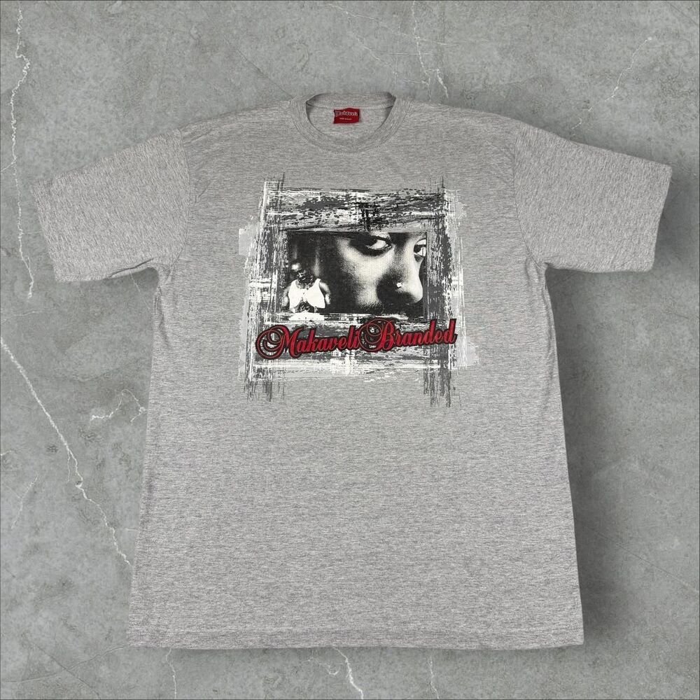 Vintage 2Pac Makaveli Branded Tee Shirt Nose Ring Thug Life Y2K Diamond Chain XL